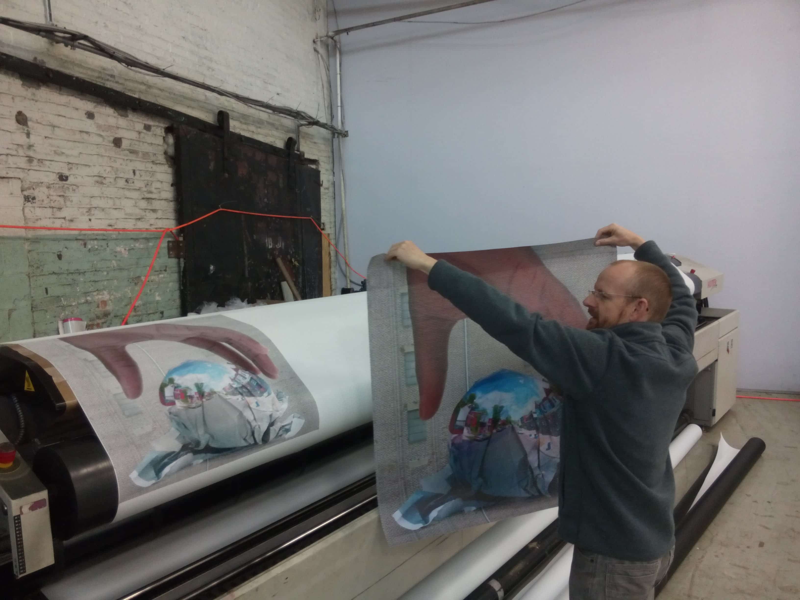 Color Proofing of the scrim - Philadelphia Urban Fruit Street Wrapper - Down the rabbit hole